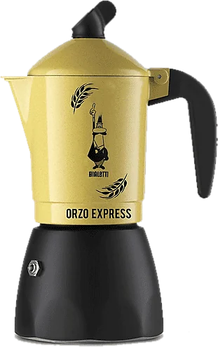 Bialetti Moka Orzo Express, 2 Tazze, Adatta a piani cottura gas, Alluminio, Giallo