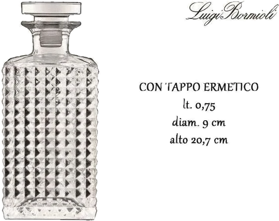 BORMIOLI ROCCO Luigi Bormioli 12468-02 Elixir Bottiglia Decanter Quadrata 75cl Vetro…