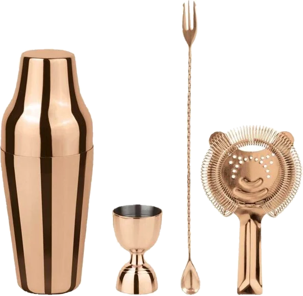 Set Mixology per barman Parisian rame Paderno, 4 pezzi
