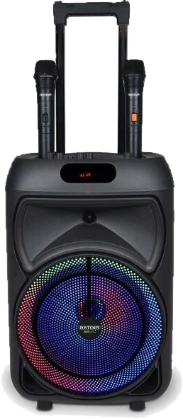 Bontempi - Speaker Bluetooth Wireless Trolley Tech 300W con 2 Microfoni e Luci RGB